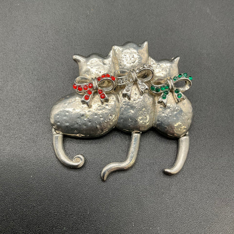 Vintage Costume Jewelry Brooch Lot 8pc Floral Animal Rhinestone Enamel 0.28lb