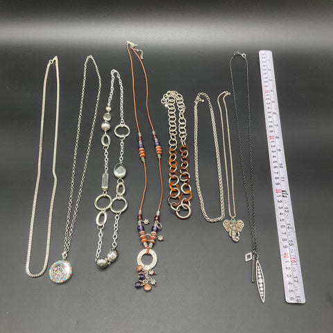 Mixed Style Fashion Jewelry Lot of 8 Necklaces Elephant Living Locket Boho