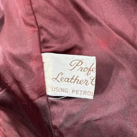 Vintage 70s Clipper Mist Brown Leather Car Coat Jacket Blazer Men's 44L