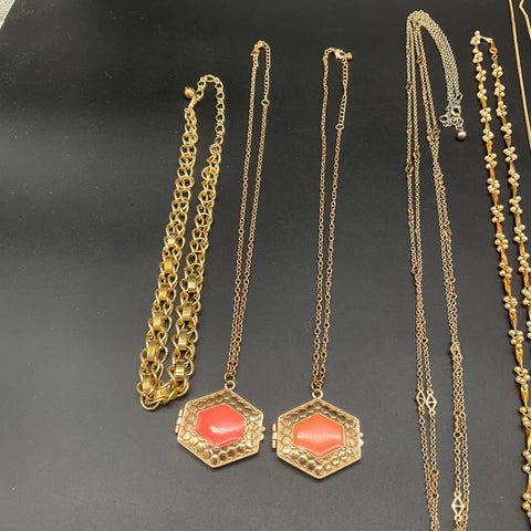 Wearable Jewelry Lot of 12 Necklaces Gold Silver Tone Statement Pendant Boho