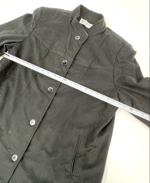 Vintage 80s Wellington Women's Kashmiracle Black Longline Mandarin Collar Coat