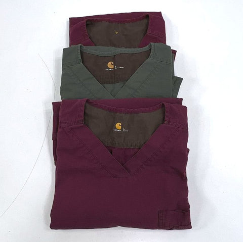 Carhartt Lot 3 Scrub Tops V-Neck Pocket Medical Workwear Men's Mixed Size S L