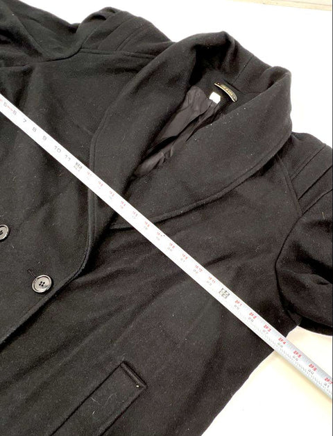 Vintage 80s The Legend Women's Black Wool Shawl Collar Double Breasted Coat 24