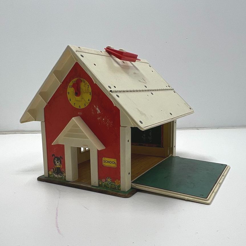 Vintage 1970s Fisher Price #923 Play Family School Playset House Carry Case