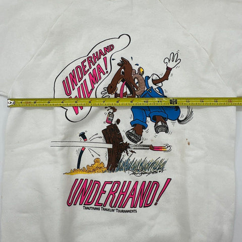 Vintage 90s Underhand Wilma Trautmans Travelin Tournaments Sweatshirt Sz S USA