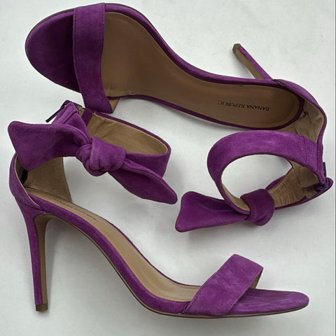 Banana Republic Purple Suede Bow Ankle Strap Stiletto Heels Size 9