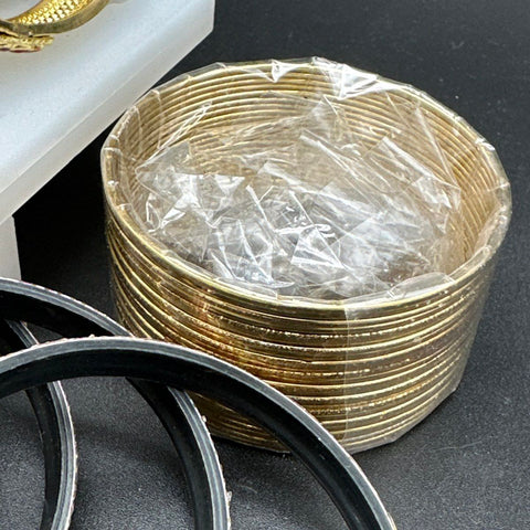 Costume Jewelry Lot 60+ Bangles Cuffs Vintage to Modern Gold Tone Mixed