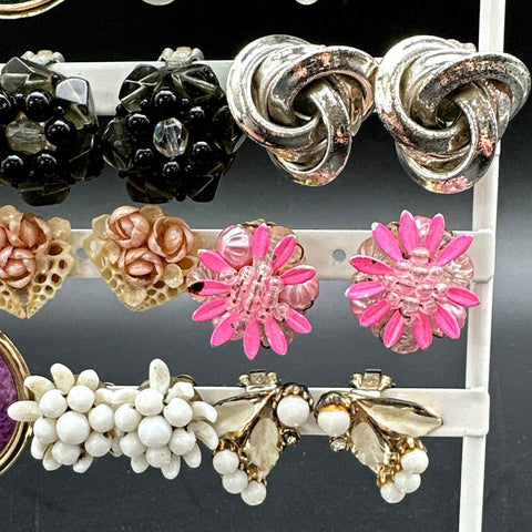 Vintage Costume Fashion Earrings Lot Clip-On Screwback 16 Pairs Mixed