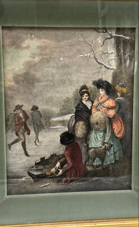 William Hamilton Colored Engravings January February Pair 15x17 Framed Boydell