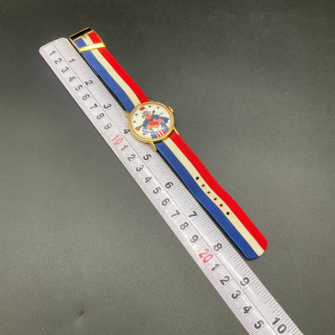 Vintage Uncle Sam Vote Manual Wind Watch Gold Tone Case Patriotic NATO Strap