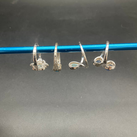 Ring Bomb Party Costume Jewelry Lot 4 Rings Silver Tone Sizes 8-9