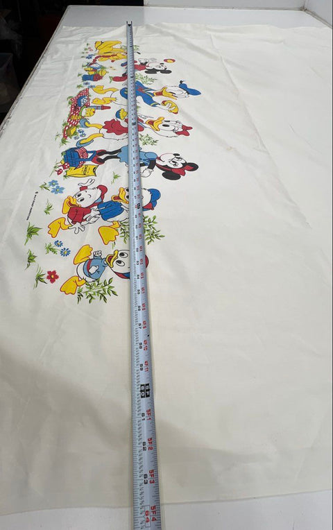 Vintage 70s Walt Disney Productions Mickey Mouse Picnic Flat Sheet Twin USA