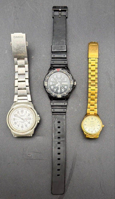 Casio Quartz Watch Lot of 3 MRW-200H LTP-V005 Water Resistant Not Tested As Is
