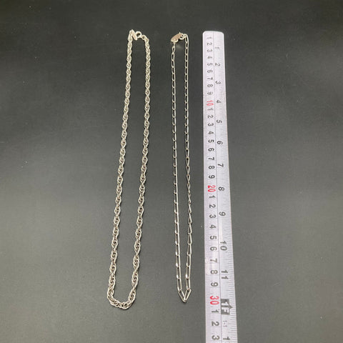 Vintage Whiting & Davis Silver Tone Necklace Lot 2 Rope & Link Chains 24"
