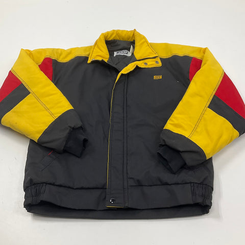 Vintage 80s Kent Black Yellow Red Color Block Bomber Jacket USA Made Men's S