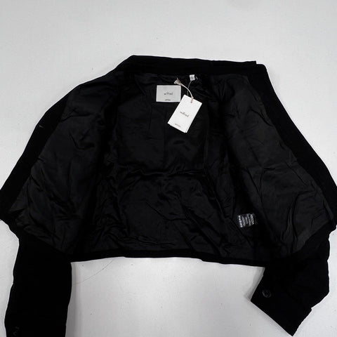Wilfred Women's Little Cropped Jacket Black Noir Button Front Sz L NWT