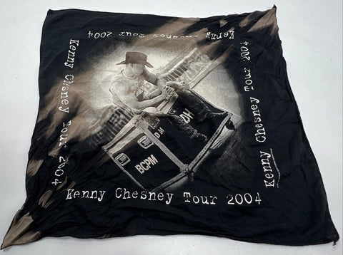 Vintage 2004 Kenny Chesney Tour Bandana Official Concert Merch Black