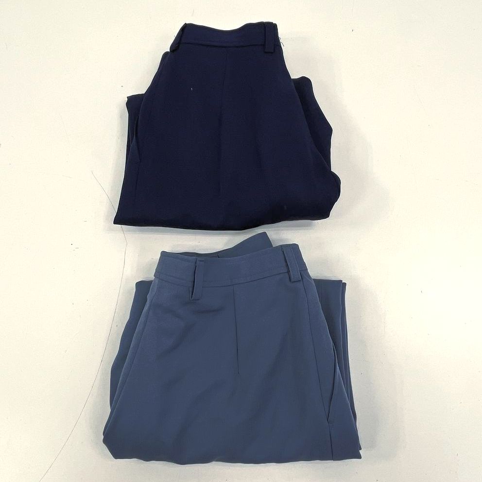 Lot 2 Giab's Vintage 80s Blue Pure Wool High Rise Pleated Trousers Women's 24W