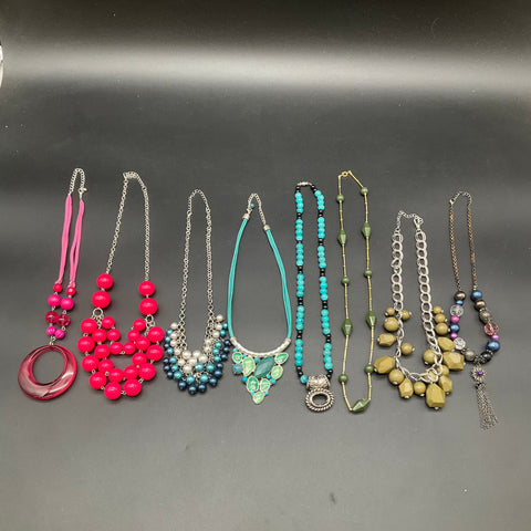 Fashion Statement Jewelry Lot of 8 Necklaces Beaded Bib Pendant Multi-Strand
