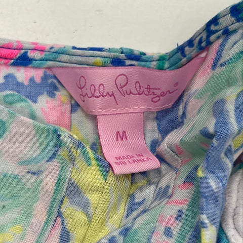 Lilly Pulitzer Women's Multicolor Tropical Rayon Bell Sleeve Tunic Dress Sz M