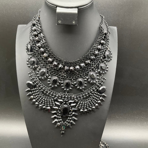 Statement Bib Necklace Lot of 7 Costume Jewelry Chunky Faux Pearl Rhinestone
