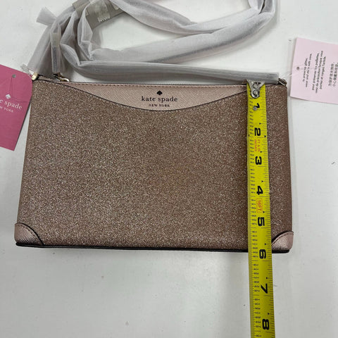 Kate Spade NWT Rose Gold Glitter Fabric Crossbody Bag K4624