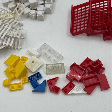 Vintage Elgo Toy Bricks Building Block Lot Mixed Parts Windows Fences Red White
