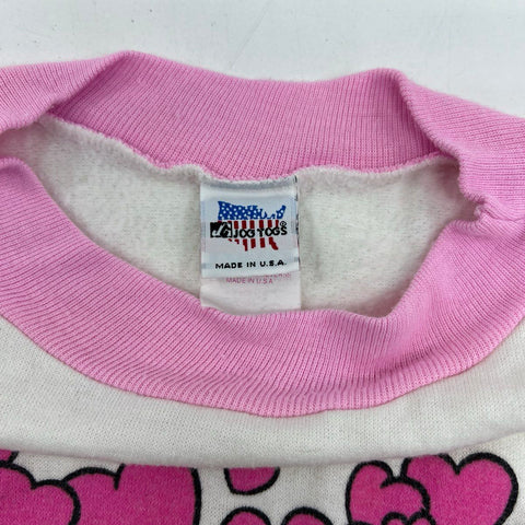 Vintage 90s Minnie Mouse Hearts Sweatshirt Jog Togs Made in USA Sz Large 6X
