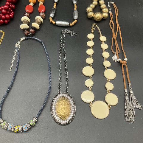 Statement Fashion Necklace Jewelry Lot 15pc Beaded Pendant Boho Modern Mix