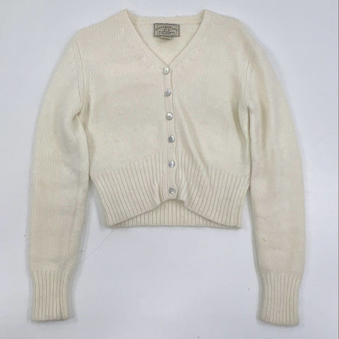 Vintage Y2K American Eagle Women's Cream Angora Lambswool Cardigan Sweater Sz M