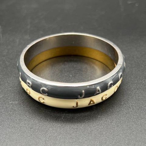 Marc by Marc Jacobs Lot of 2 Enamel Bangle Bracelets Gold & Silver Tone 8"