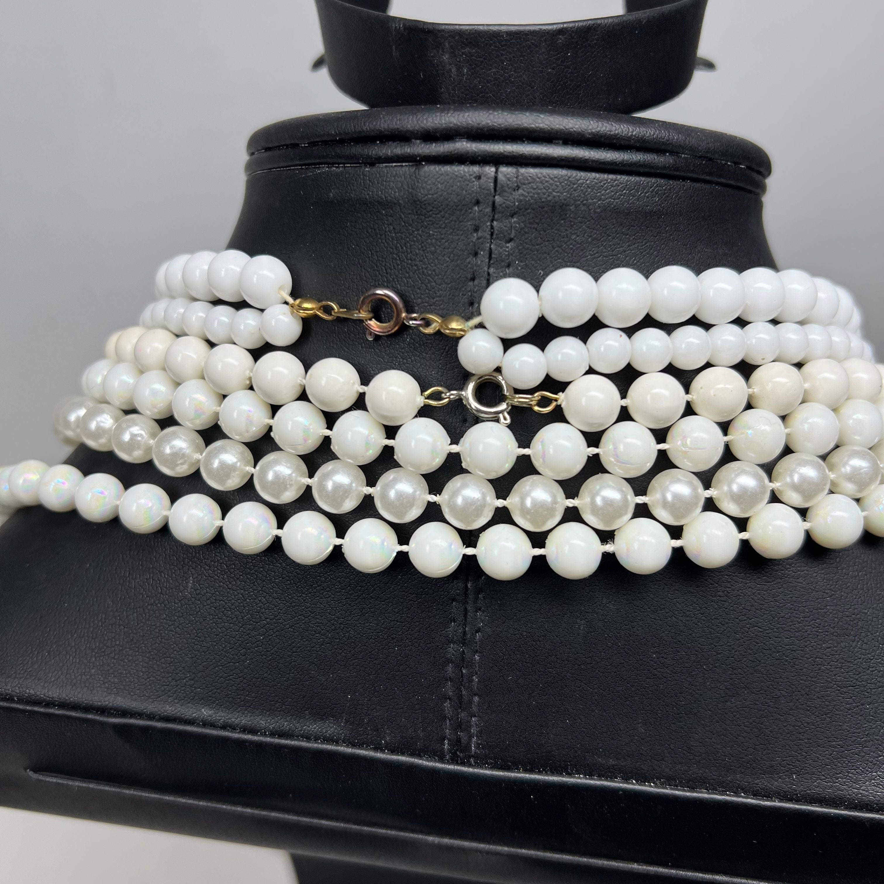 White Beaded Strand Necklaces