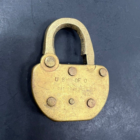 Vintage Adlake Brass Padlock US OF O PAT 2040482 Heavy Duty No Key