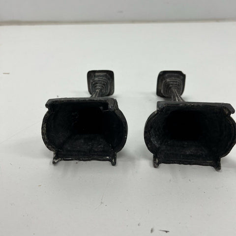 Antique Pair Victorian Cast Metal Candlestick Holders Renaissance Gothic Revival