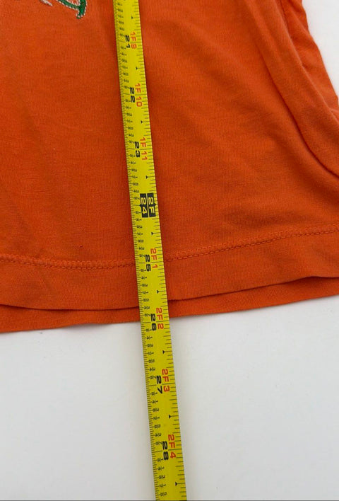JWLA Women's Orange Embroidered Peacock Floral Scoop Neck T-Shirt Sz S
