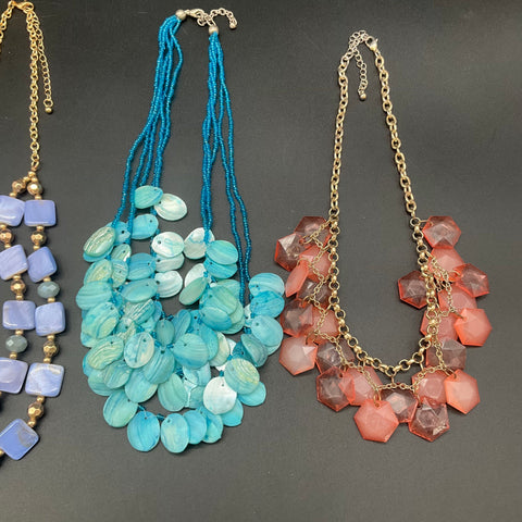 Statement Necklace Lot of 5 Beaded Faux Pearl Shell Pendant Fashion Jewelry