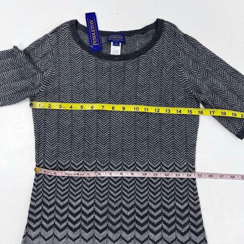 Pendleton Women's Merino Wool Chevron Knit Dress Gray Multi Sz XS NWT