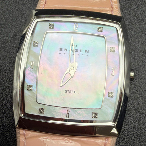 Skagen 380XSSLP2 Mother of Pearl Dial Pink Leather Quartz Women's Watch
