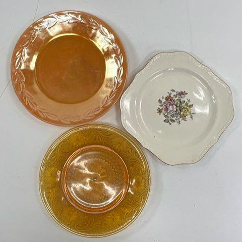 Vintage Plate Lot Fire-King Laurel Federal Madrid Cunningham & Pickett 3 Pcs