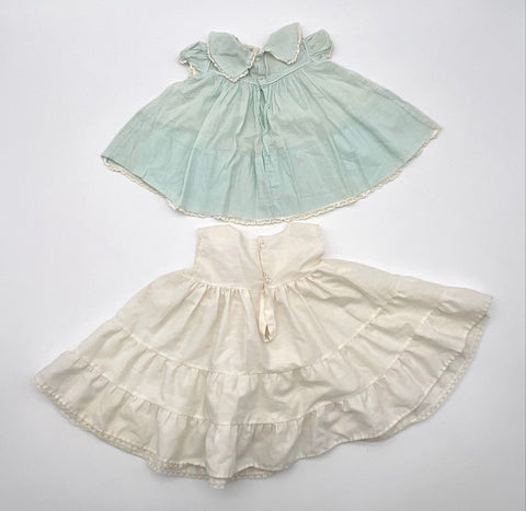 Vintage Lot 5 Baby Girls Dresses White Blue Lace Ruffle Pintuck Infant