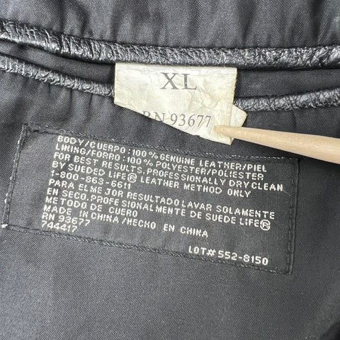 Y2K J. Ferrar Black Leather Blazer Sport Coat Jacket Men's XL