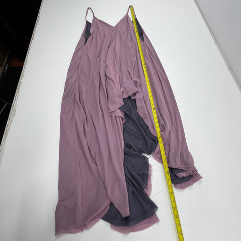Free People Midnight Dance Purple Beaded Asymmetrical Maxi Slip Dress Women's M