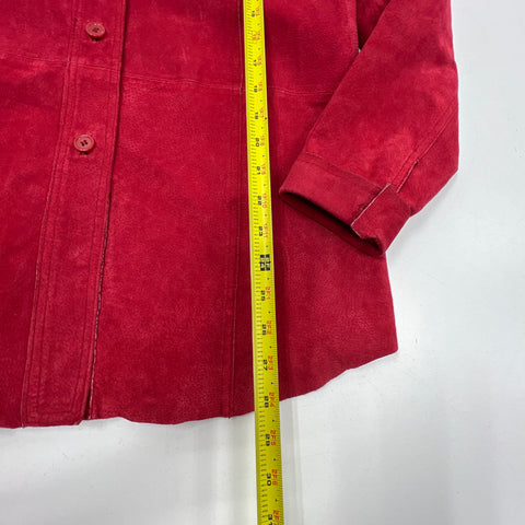 Vintage 90s Nygard Red Genuine Suede Leather Button Front Jacket Sz M