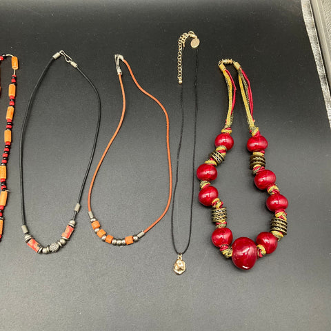 Mixed Costume Jewelry Lot 11 Necklaces Beaded Cord Shell Boho Styles