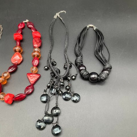 Boho Retro Beaded Statement Jewelry Lot of 7 Necklaces Multi-Strand Bib