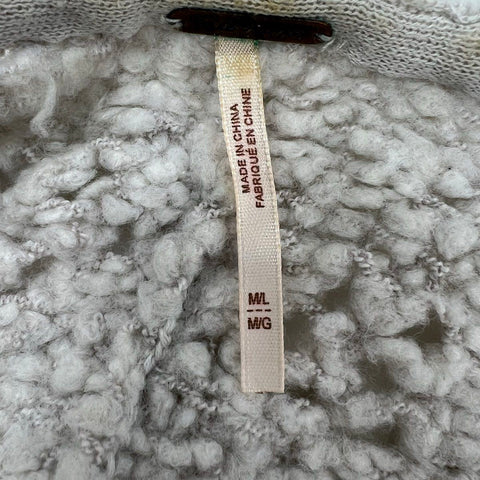 Free People Women's Gray Homecoming Chunky Knit Boucle Open Front Cardigan M/L