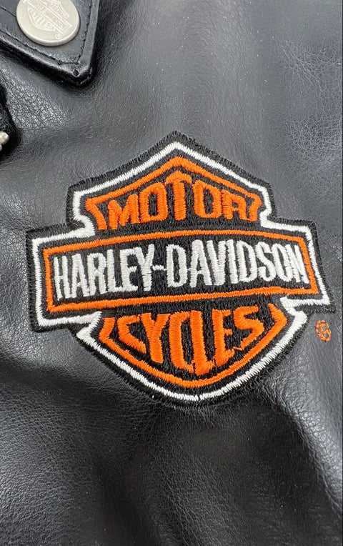 Harley-Davidson Kids Biker Jacket Black Embroidered Motorcycle Logo Sz 6