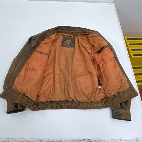 Vintage 90s Adventure Bound Suede Leather Distressed Bomber Jacket Sz L