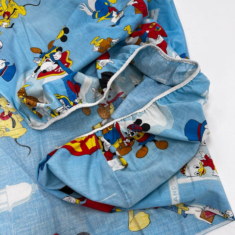 Vintage Disney Sheet Set Mickey Mouse Donald Duck Twin Fitted Flat Muslin 2pc