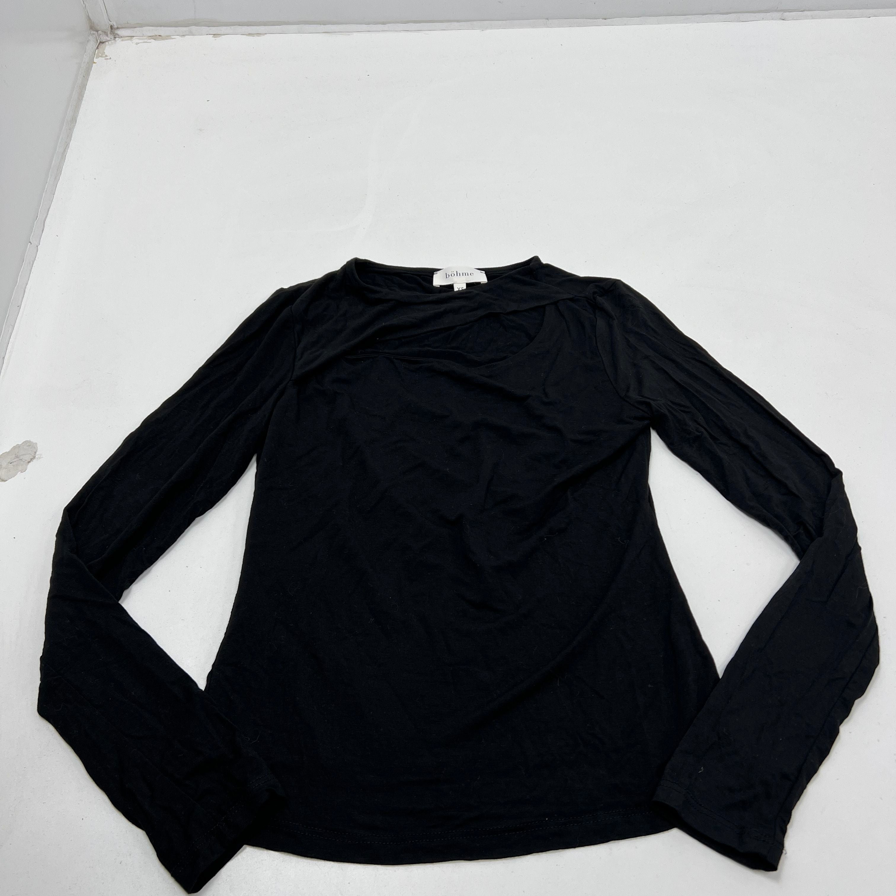 Bohme Solid Black W/ Chest Cutout Long Sleeve Women's Size XS